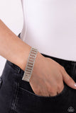 Elusive Elegance - White Bracelet - Paparazzi Accessories Bracelet Bedazzle Me Pretty Mobile Fashion Boutique