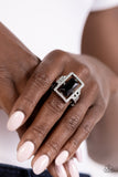 Emerald Elegance - Black Ring - Paparazzi Accessories Ring Bedazzle Me Pretty Mobile Fashion Boutique