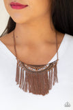 Empress Excursion - Copper Necklace - Paparazzi Accessories Necklace Bedazzle Me Pretty Mobile Fashion Boutique