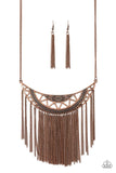 Empress Excursion - Copper Necklace - Paparazzi Accessories Necklace Bedazzle Me Pretty Mobile Fashion Boutique