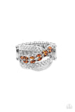 Emulating Elegance - Brown Ring - Paparazzi Accessories Ring Bedazzle Me Pretty Mobile Fashion Boutique