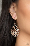 Enchanted Vines - Rose Gold Earrings - Paparazzi Accessories Earrings Bedazzle Me Pretty Mobile Fashion Boutique