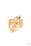 Encrypted Edge - Gold Ring - Paparazzi Accessories Ring Bedazzle Me Pretty Mobile Fashion Boutique