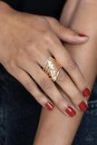 Encrypted Edge - Gold Ring - Paparazzi Accessories Ring Bedazzle Me Pretty Mobile Fashion Boutique