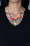 Endless Eclipse - Red Necklace - Paparazzi Accessories Necklace Bedazzle Me Pretty Mobile Fashion Boutique