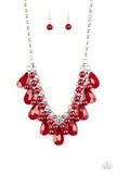 Endless Effervescence - Red Necklace - Paparazzi Accessories Necklace Bedazzle Me Pretty Mobile Fashion Boutique