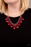 Endless Effervescence - Red Necklace - Paparazzi Accessories Necklace Bedazzle Me Pretty Mobile Fashion Boutique