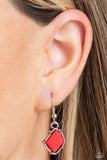 Energetic Embers - Red Necklace - Paparazzi Accessories Necklace Bedazzle Me Pretty Mobile Fashion Boutique