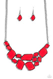 Energetic Embers - Red Necklace - Paparazzi Accessories Necklace Bedazzle Me Pretty Mobile Fashion Boutique