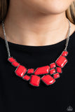 Energetic Embers - Red Necklace - Paparazzi Accessories Necklace Bedazzle Me Pretty Mobile Fashion Boutique