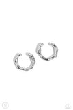 Enigmatic Echo - Silver Cuff Earrings - Paparazzi Accessories Post Earrings Bedazzle Me Pretty Mobile Fashion Boutique