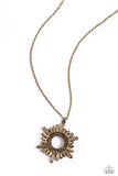 Enigmatic Edge - Brass Necklace - Paparazzi Accessories Necklace Bedazzle Me Pretty Mobile Fashion Boutique