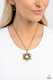 Enigmatic Edge - Brass Necklace - Paparazzi Accessories Necklace Bedazzle Me Pretty Mobile Fashion Boutique