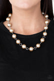 Ensconced in Elegance - Brown Necklace - Paparazzi Accessories Necklace Bedazzle Me Pretty Mobile Fashion Boutique