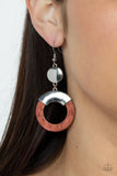 ENTRADA at Your Own Risk - Brown Earrings - Paparazzi Accessories Earrings Bedazzle Me Pretty Mobile Fashion Boutique
