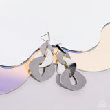 Enveloped in Edge - Silver Post Earrings - Paparazzi Accessories Post Earrings Bedazzle Me Pretty Mobile Fashion Boutique
