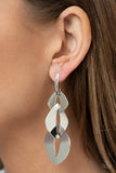Enveloped in Edge - Silver Post Earrings - Paparazzi Accessories Post Earrings Bedazzle Me Pretty Mobile Fashion Boutique