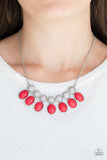 Environmental Impact - Red Necklace - Paparazzi Accessories Necklace Bedazzle Me Pretty Mobile Fashion Boutique