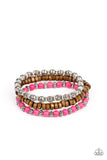 ESCAPADE Route - Pink Bracelet - Paparazzi Accessories Bracelet Bedazzle Me Pretty Mobile Fashion Boutique