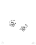 Ethereal Ensemble - White Cuff Earrings - Paparazzi Accessories Post Earrings Bedazzle Me Pretty Mobile Fashion Boutique