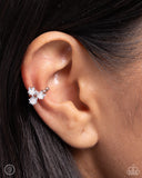Ethereal Ensemble - White Cuff Earrings - Paparazzi Accessories Post Earrings Bedazzle Me Pretty Mobile Fashion Boutique