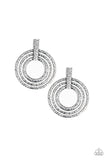 Ever Elliptical - Silver Earrings - Paparazzi Accessories Earrings Bedazzle Me Pretty Mobile Fashion Boutique