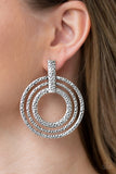 Ever Elliptical - Silver Earrings - Paparazzi Accessories Earrings Bedazzle Me Pretty Mobile Fashion Boutique