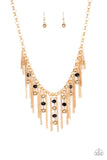 Ever Rebellious - Gold Necklace - Paparazzi Accessories Necklace Bedazzle Me Pretty Mobile Fashion Boutique