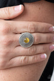 Everglade Eden - Yellow Ring - Paparazzi Accessories Ring Bedazzle Me Pretty Mobile Fashion Boutique