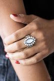 Everlasting Eden - White Ring - Paparazzi Accessories Ring Bedazzle Me Pretty Mobile Fashion Boutique