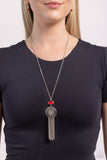 Everyday Excursionist - Red Necklace - Paparazzi Accessories Necklace Bedazzle Me Pretty Mobile Fashion Boutique