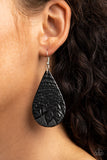 Everyone Remain PALM! - Black Earrings - Paparazzi Accessories Earrings Bedazzle Me Pretty Mobile Fashion Boutique