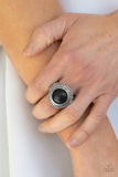 Evolutionary Essence - Black Ring - Paparazzi Accessories Ring Bedazzle Me Pretty Mobile Fashion Boutique
