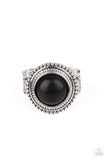 Evolutionary Essence - Black Ring - Paparazzi Accessories Ring Bedazzle Me Pretty Mobile Fashion Boutique