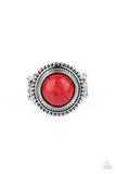Evolutionary Essence - Red Ring - Paparazzi Accessories Ring Bedazzle Me Pretty Mobile Fashion Boutique