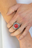 Evolutionary Essence - Red Ring - Paparazzi Accessories Ring Bedazzle Me Pretty Mobile Fashion Boutique
