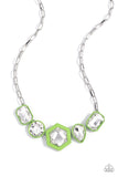 Evolving Elegance - Green Necklace - Paparazzi Accessories Necklace Bedazzle Me Pretty Mobile Fashion Boutique