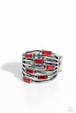 Exceptional Edge - Red Ring - Paparazzi Accessories Ring Bedazzle Me Pretty Mobile Fashion Boutique