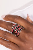 Exceptional Edge - Red Ring - Paparazzi Accessories Ring Bedazzle Me Pretty Mobile Fashion Boutique