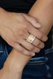 Exclusive Elegance - Gold Ring - Paparazzi Accessories Ring Bedazzle Me Pretty Mobile Fashion Boutique