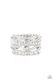 Exclusive Elegance - White Ring - Paparazzi Accessories Ring Bedazzle Me Pretty Mobile Fashion Boutique