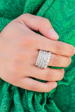 Exclusive Elegance - White Ring - Paparazzi Accessories Ring Bedazzle Me Pretty Mobile Fashion Boutique