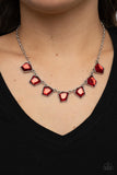 Experimental Edge - Red Necklace - Paparazzi Accessories Necklace Bedazzle Me Pretty Mobile Fashion Boutique