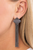 Experimental Elegance - Black Post Earrings - Paparazzi Accessories Post Earrings Bedazzle Me Pretty Mobile Fashion Boutique