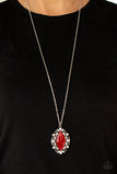 Exquisitely Enchanted - Red Necklace - Paparazzi Accessories Necklace Bedazzle Me Pretty Mobile Fashion Boutique