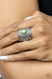 Exquisitely Ornamental - Green Ring - Paparazzi Accessories Ring Bedazzle Me Pretty Mobile Fashion Boutique