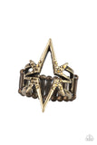 Extra Electrifying - Brass Ring - Paparazzi Accessories Ring Bedazzle Me Pretty Mobile Fashion Boutique