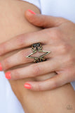 Extra Electrifying - Brass Ring - Paparazzi Accessories Ring Bedazzle Me Pretty Mobile Fashion Boutique