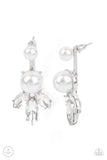 Extra Elite - White Post Earrings - Paparazzi Accessories Post Earrings Bedazzle Me Pretty Mobile Fashion Boutique