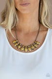 Extra Enticing - Brass Necklace - Paparazzi Accessories Necklace Bedazzle Me Pretty Mobile Fashion Boutique
